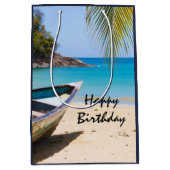 Sac Cadeau Moyen Belle plage tropicale avec un Anniversaire en bate (Devant)