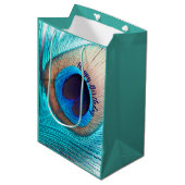 Sac Cadeau Moyen Belle plume de paon avec nom (Devant Angle)