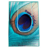 Sac Cadeau Moyen Belle plume de paon avec nom (Dos)