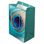 Sac Cadeau Moyen Belle plume de paon avec nom (Dos Angle)