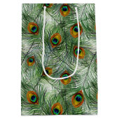 Sac Cadeau Moyen Belle plume verte de paon (Dos)