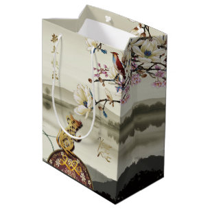 Sac Cadeau Moyen Belle scène bucolique Chines Rat Année 2020 MGB