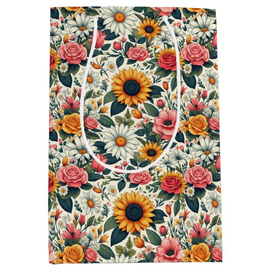 Sac Cadeau Moyen Belles Fleurs (Devant)