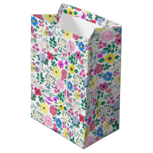 Sac Cadeau Moyen Belles Fleurs Botanique Aquarelle Peinture
