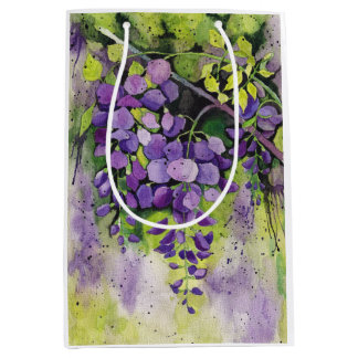 Sac Cadeau Moyen Belles Fleurs De Wisteria En Aquarelle
