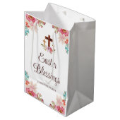 Sac Cadeau Moyen Bénédiction de Pâques Croix religieuse florale (Devant Angle)