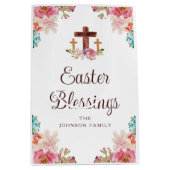 Sac Cadeau Moyen Bénédiction de Pâques Croix religieuse florale (Devant)