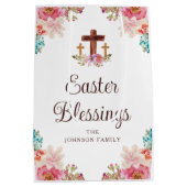 Sac Cadeau Moyen Bénédiction de Pâques Croix religieuse florale (Dos)