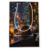 Sac Cadeau Moyen Bengal Cat With Christmas Lights Holiday (Devant)