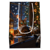 Sac Cadeau Moyen Bengal Cat With Christmas Lights Holiday (Dos)