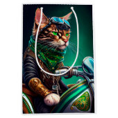 Sac Cadeau Moyen Bengal Chat conduire vélo St. Patrick's Day (Devant)