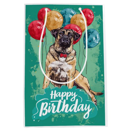 Sac Cadeau Moyen Berger anatolien avec ballons Anniversaire (Devant)