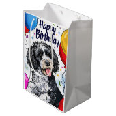 Sac Cadeau Moyen Bernedoodle avec ballons (Dos Angle)