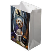Sac Cadeau Moyen Bernedoodle Chien Whimsical Halloween Peinture (Devant Angle)