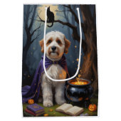 Sac Cadeau Moyen Bernedoodle Chien Whimsical Halloween Peinture (Dos)