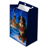Sac Cadeau Moyen Bernese Mountain Dog Holiday  (Devant Angle)