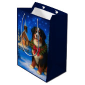 Sac Cadeau Moyen Bernese Mountain Dog Holiday  (Dos Angle)