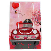 Sac Cadeau Moyen Bernois Mountain Driving Car avec Coeurs Valentine (Dos)