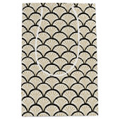 Sac Cadeau Moyen Beuge et noir art déco fleurs abstraites motif (Devant)