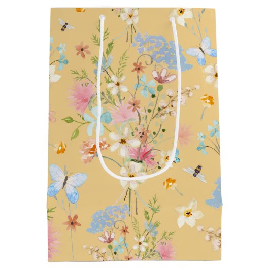 Sac Cadeau Moyen Beurre d'abeille fleur sauvage jaune Découpage (Dos)