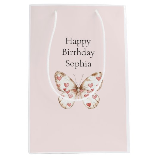 Sac Cadeau Moyen Beurre des Coeurs Rouges Roses (Devant)