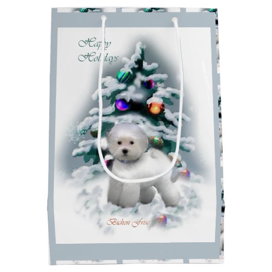 Sac Cadeau Moyen Bichon Frise Christmas (Dos)