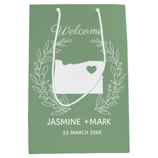 Sac Cadeau Moyen Bienvenue dans les faveurs de mariage de l'Oregon  (Devant)