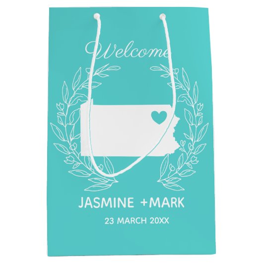 Sac Cadeau Moyen Bienvenue dans les faveurs de mariage de Pennsylva (Devant)