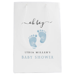 Sac Cadeau Moyen Bienvenue pour les pieds de bébé bleus Baby Shower