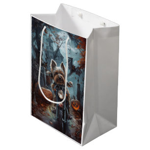 Sac Cadeau Moyen Biewer Terrier équitation Moto Halloween Effrayer