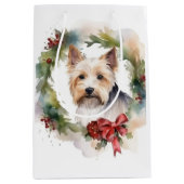Sac Cadeau Moyen Biewer Terrier Noël Wreath Festive Pup (Devant)