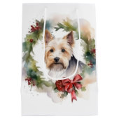 Sac Cadeau Moyen Biewer Terrier Noël Wreath Festive Pup (Dos)