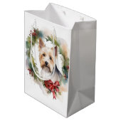 Sac Cadeau Moyen Biewer Terrier Noël Wreath Festive Pup (Dos Angle)