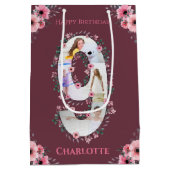 Sac Cadeau Moyen Big 9th Birthday Girl Photo Collage Fleur rose (Dos)