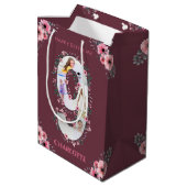Sac Cadeau Moyen Big 9th Birthday Girl Photo Collage Fleur rose (Dos Angle)