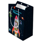 Sac Cadeau Moyen Big Three avec photos | Space Rocket 3e anniversai (Dos Angle)