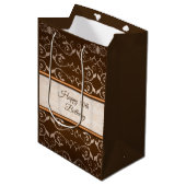 Sac Cadeau Moyen Bige Damas Rose Gold Stripes (Devant Angle)