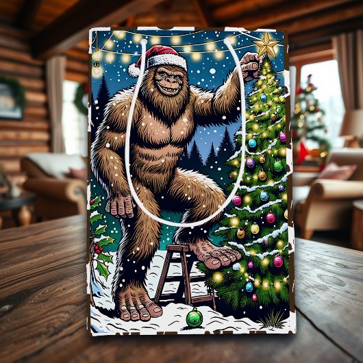 Sac Cadeau Moyen Bigfoot aka Sasquatch Noël à thème