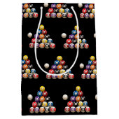 Sac Cadeau Moyen Billiard Balls sur noir (Devant)
