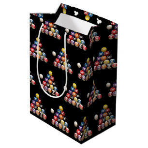 Sac Cadeau Moyen Billiard Balls sur noir
