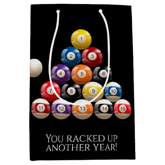 Sac Cadeau Moyen Billiards Balls Anniversaire (Devant)