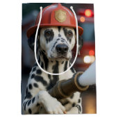 Sac Cadeau Moyen Birthday Dalmatian Dog With a Fire Hose (Devant)