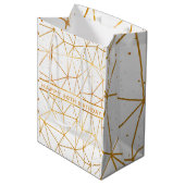 Sac Cadeau Moyen Birthday white gold geometric modern (Devant Angle)