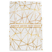 Sac Cadeau Moyen Birthday white gold geometric modern (Devant)