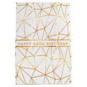 Sac Cadeau Moyen Birthday white gold geometric modern (Dos)