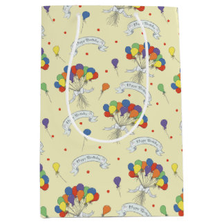 Sac Cadeau Moyen Birthday Wishes - Pastel Yellow