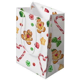 Sac Cadeau Moyen Biscuits de pain d'épice, coeurs de menthe