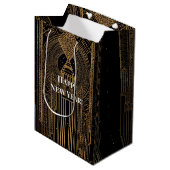Sac Cadeau Moyen Black and Gold Art Deco (Devant Angle)