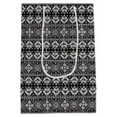 Sac Cadeau Moyen Black and White Christmas Fair Isle Motif (Dos)