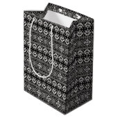 Sac Cadeau Moyen Black and White Christmas Fair Isle Motif (Dos Angle)